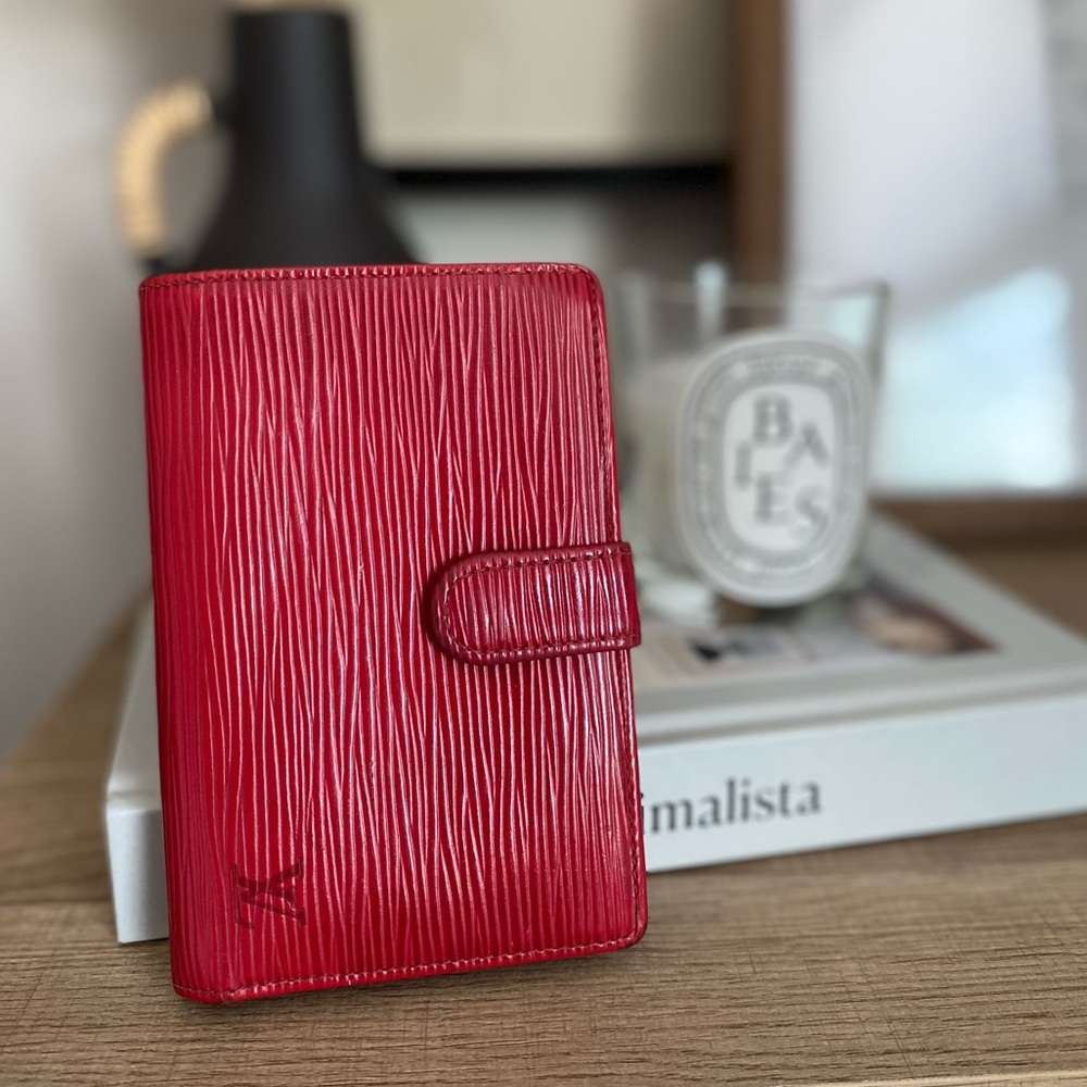 Red Louis Vuitton Epi wallet